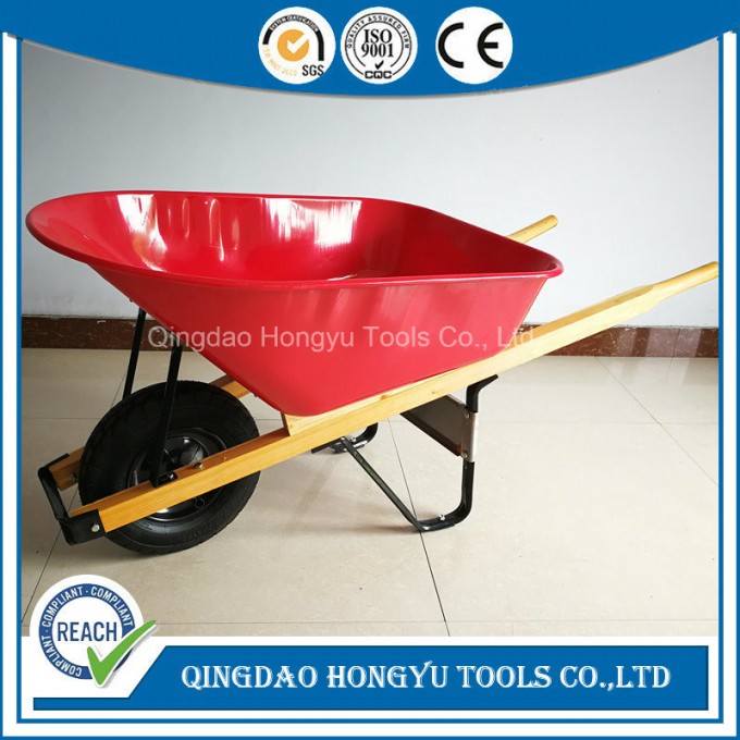 6 Cu. FT. Heavy Gauge Steel Wheelbarrow with Wood Handle Image1
