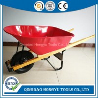 6 Cu. FT. Heavy Gauge Steel Wheelbarrow with Wood Handle