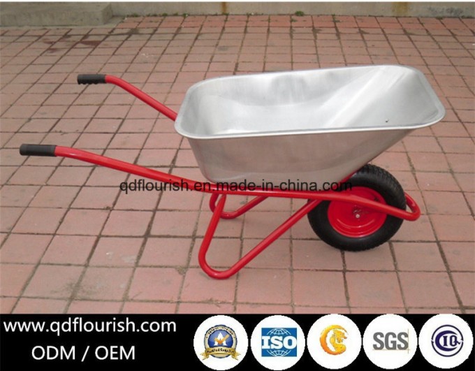 Zinc Plated Galvanized Wheelbarrow Rubber Wheel Barrow Wb6404 Image1