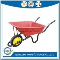 Red Color Plastic Tray Wheel Barrow with Solid Wheel (WB3800P)