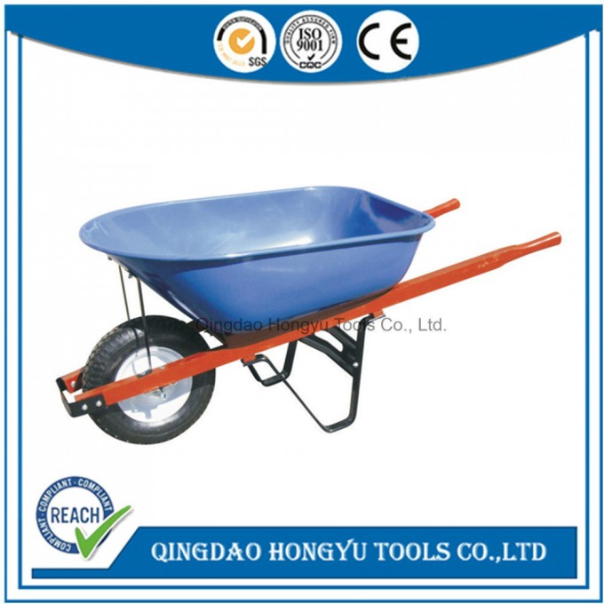 Stainless Tray Wheel Barrow with Wooden Square Handle (WB6601) Image1