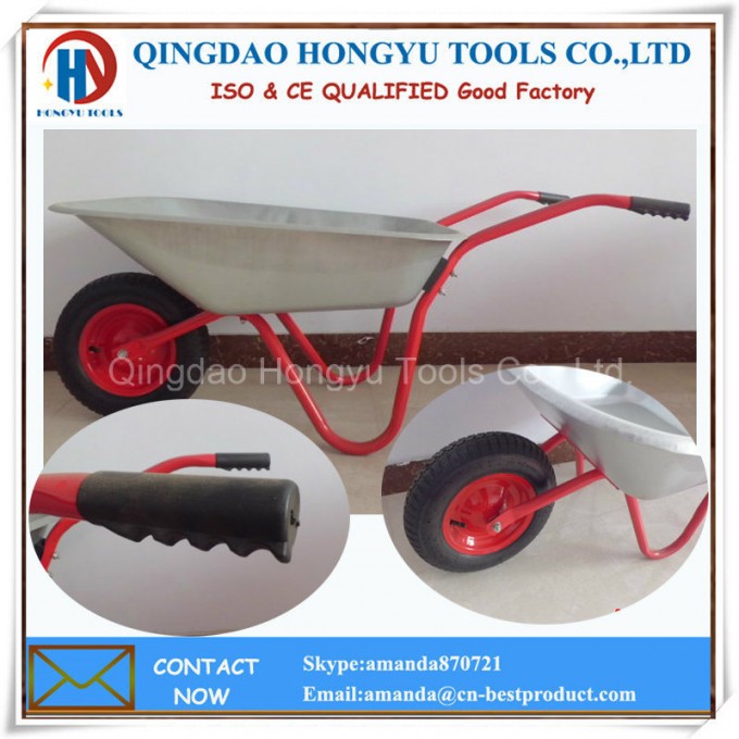 Red Color Zinc Plated Metal Tray Pneumatic Wheelbarrows Image1