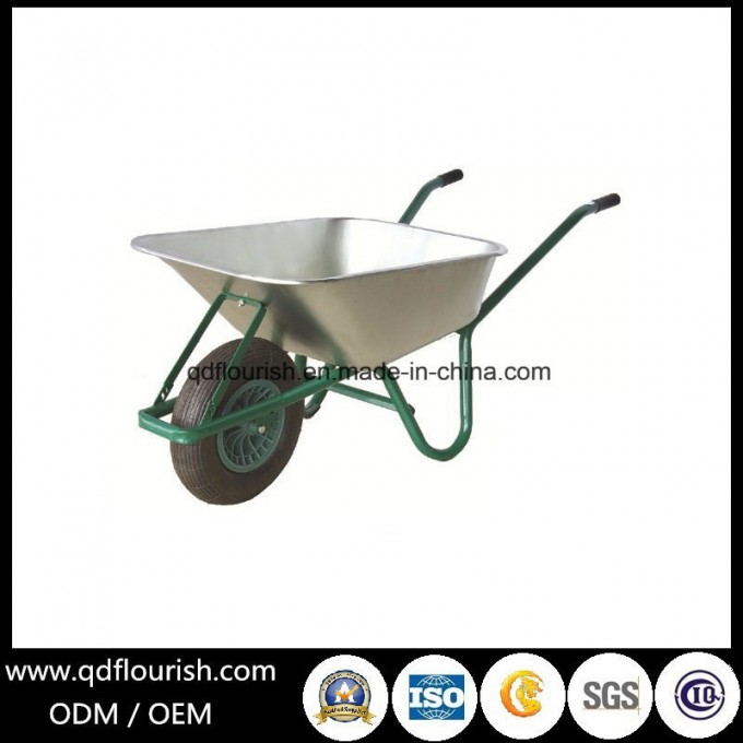 Zinc Plated Galvanized Wheelbarrow Rubber Wheel Barrow Wb6414t Image1