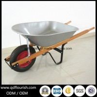 Zinc Plated Galvanized Wheelbarrow Wh5401 Wood Handle Platform Hand Trolley