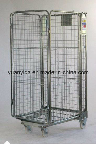 4-Sided Warehouse Folding Wire Mesh Roll Containers/Roll Pallet/Hand Trolley Image1