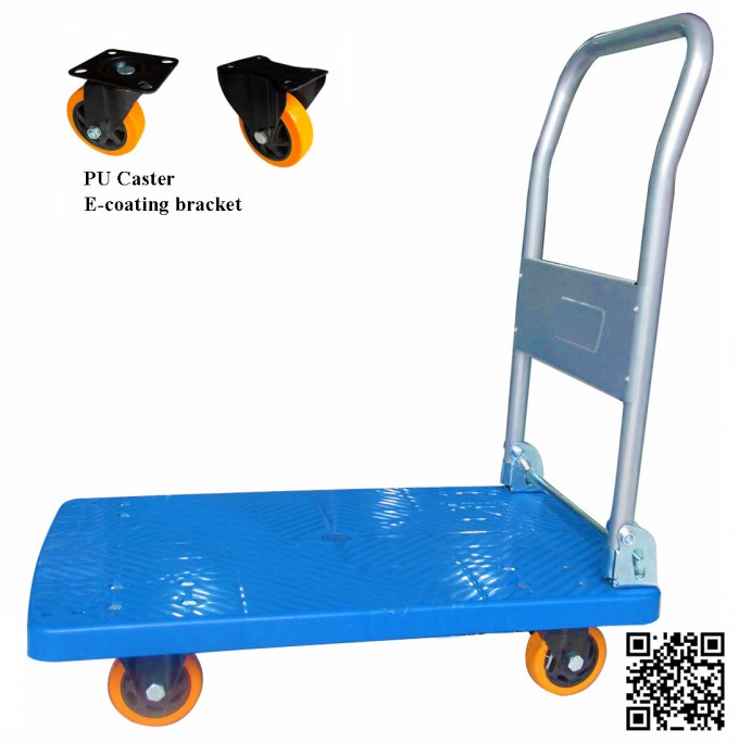150kg/300kg Blue Plastic Platform Folding Hand Trolley Image1