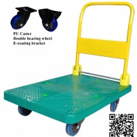 300kg Green Plastic Platform Foldable Hand Trolley with PU Caster
