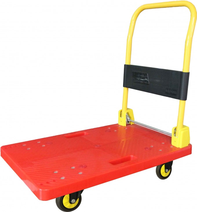 200kg Red Platform Trolley Noiseless Folding Hand Cart Image1