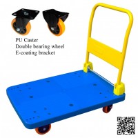 300kg Plastic Platform Hand Truck Foldable Trolley with PU Caster