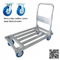500kg Steel Tube Folding Hand Trolley with Blue Rubber Caster
