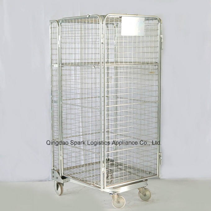 Galvanized Folding Roll Container/Nested Roll Trolley Image1