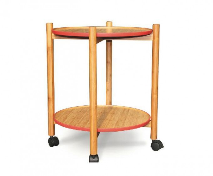 Bamboo Serving Cart Bamboo Kitchen Trolley with Two Layers Eb-51001 Image1