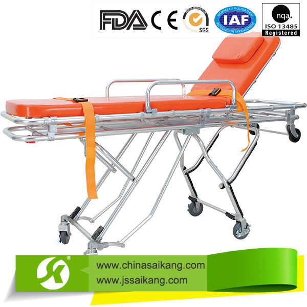 Stainless Steel Ambulance Hospital Folding Aluminum Alloy Patient Stretcher Trolley Image1
