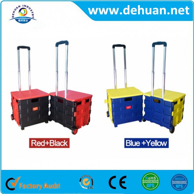 Folding Plastic Shopping Cart/Supermarket Trolley/Packaging Trolley Image1