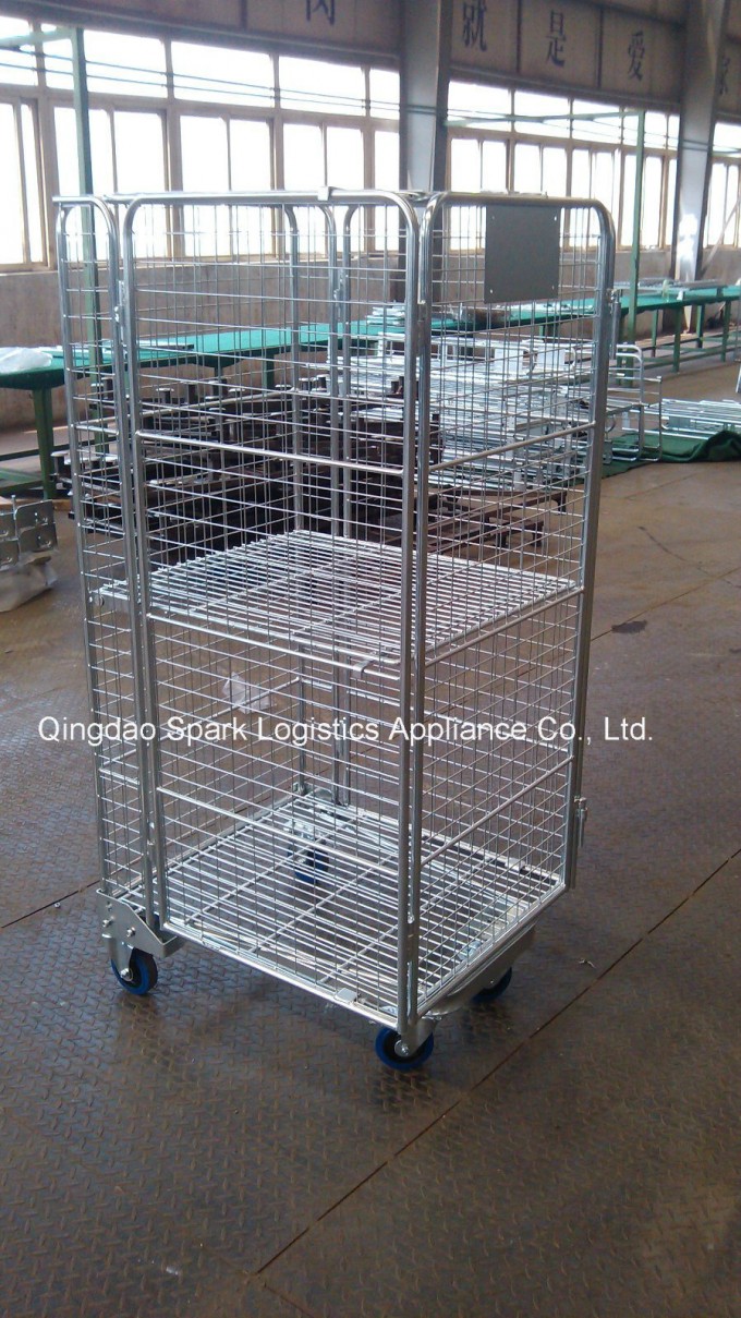 Glavanized Collapsible Wire Mesh Cage Trolley Image1