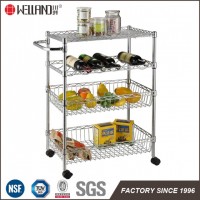 NSF Carbon Steel Chrome Palted Metal Kitchen Food Storage Wire Shelving Cart Trolley