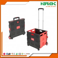Plastic Foldable Rolling Trolley with Handle and Wheels