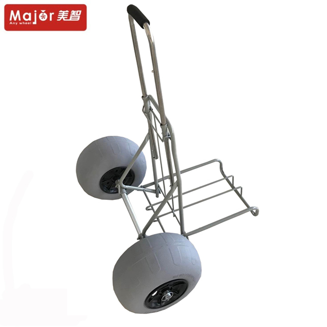 Folding Kayak Canoe Beach Cart Fishing Cargo Trolley with Two Balloon Wheels Image1