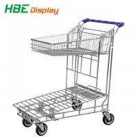Warehouse Hand Cart Unfolding Hand Trolley with Basket