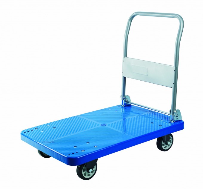 150kgs Plastic Platform Trolley Folding Hand Truck with PVC Wheels Image1