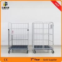 White Powder Coat Roll Container Trolley with Door