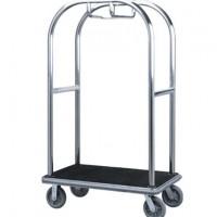 Hotel Bellman Luggage Platform Trolley with Brushed Finish