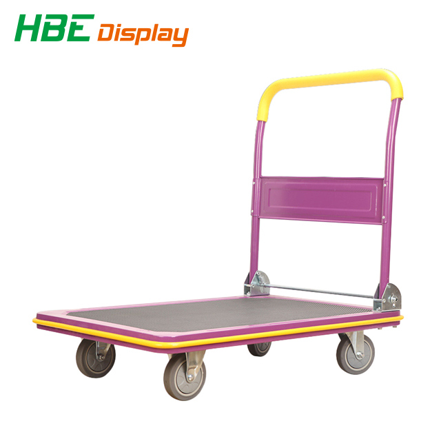 Folding Uni-Silent 300kg Low Noise Platform Warehouse Trolley with Fixed Handle Image1