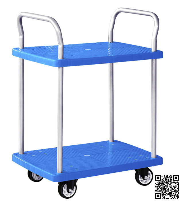 300kg Double Layers Plastic Hand Trolley Without Mesh Image1