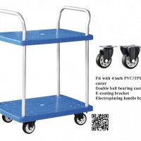 150kgs Blue Double Layers Plastic Hand Trolley