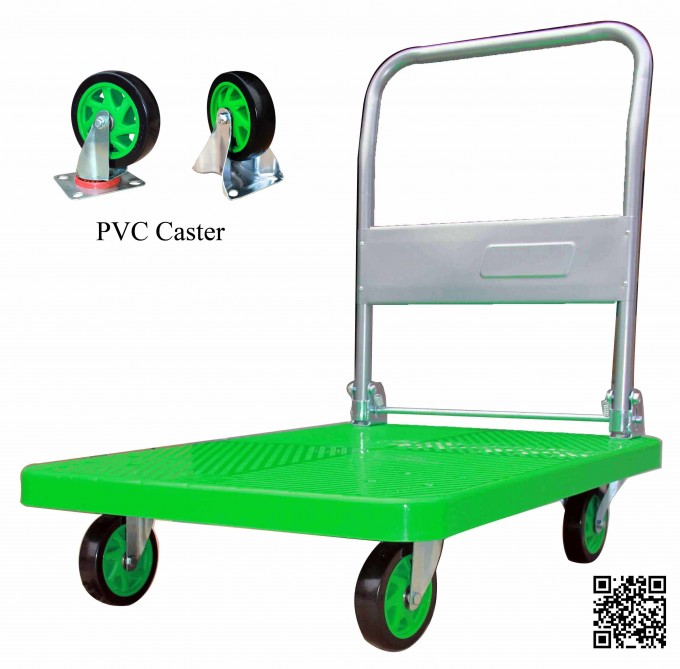 150kg Green Plastic Platform Folding Hand Cart Image1