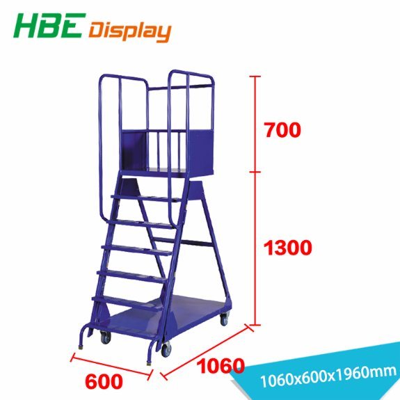 Supermarket Warehouse Collapsible Metal Step Ladder Dolly Cart Image1