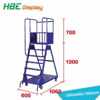 Supermarket Warehouse Collapsible Metal Step Ladder Dolly Cart