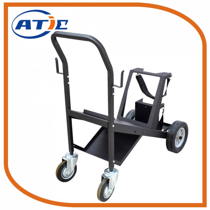 4 Wheel Supermarket Cargo Hand Trolley Heavy Duty Steel Cart Trolley Image1
