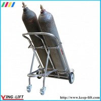 Movable Stainless Steel Double Cylinder Hand Trolley with Chain Ty130A