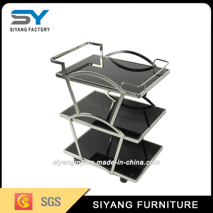 Restaurant Furniture Stainless Steel Dining Car Three Layer Tea Trolley Image1