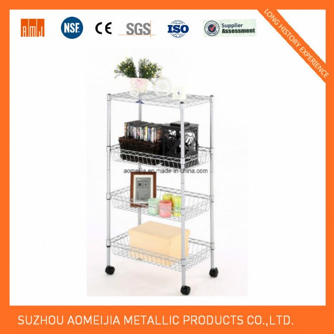 Amjmt049cw 3layer Wire Shelving Trolley Chrome Surface Ce Proved Image1