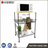 Professional Home Furniture 3 Tiers Rolling Steel Kitchen Storage Cart Trolley