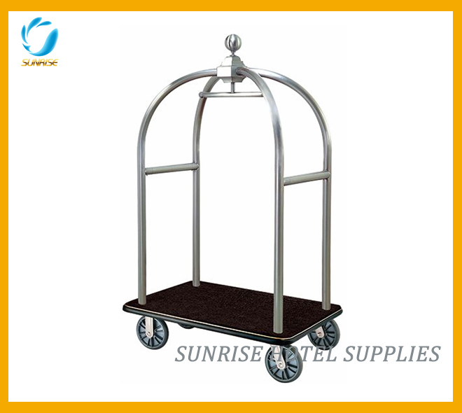 Hotel Stainless Steel Bellman Luggage Trolley Image1