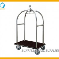 Hotel Stainless Steel Bellman Luggage Trolley
