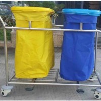 Stainless Steel Frame Hospital Waste Trolley with Two Waterproof Bag