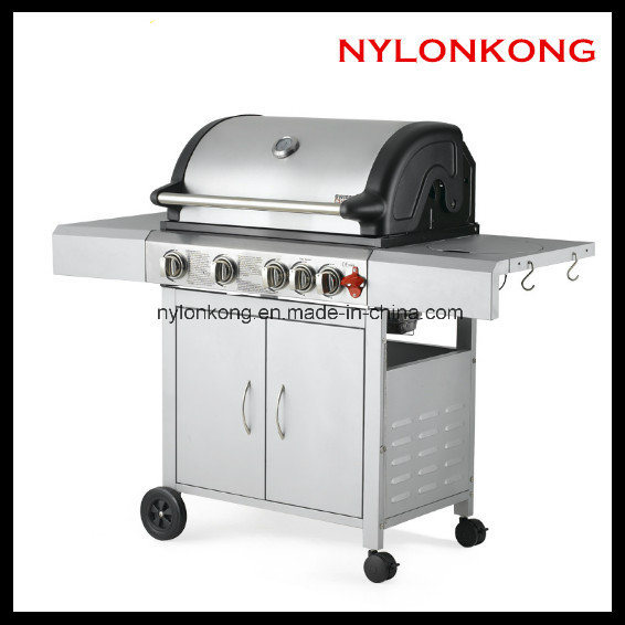 High Quality Movable Outdoor Garden Gas BBQ Grill Trolley with 4 Burners and Wheels Image1