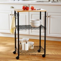 Adjustable Metal Shelves Storage Kitchen Serving Carts Trolley on Wheels