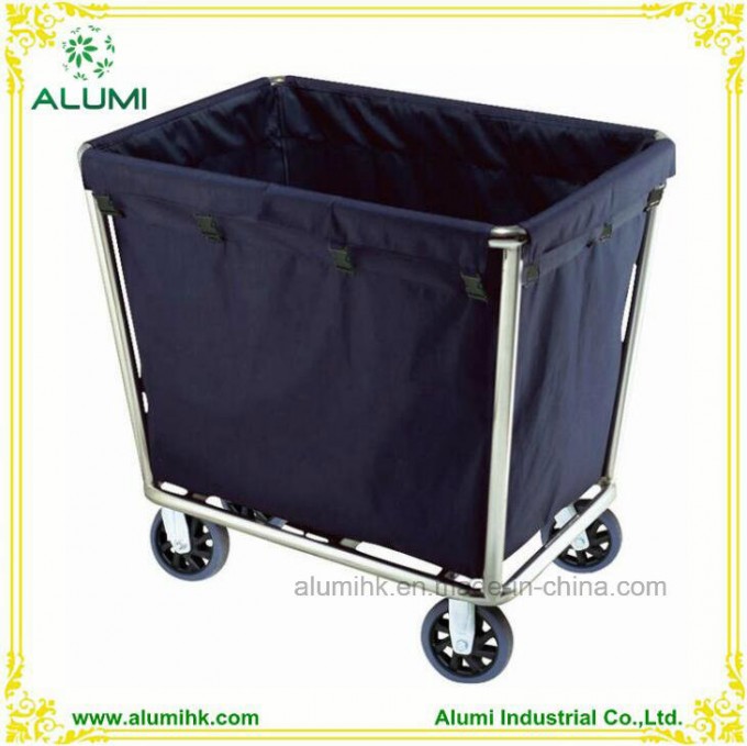 Hotel Stainless Steel Blue Color Linen Trolley Image1