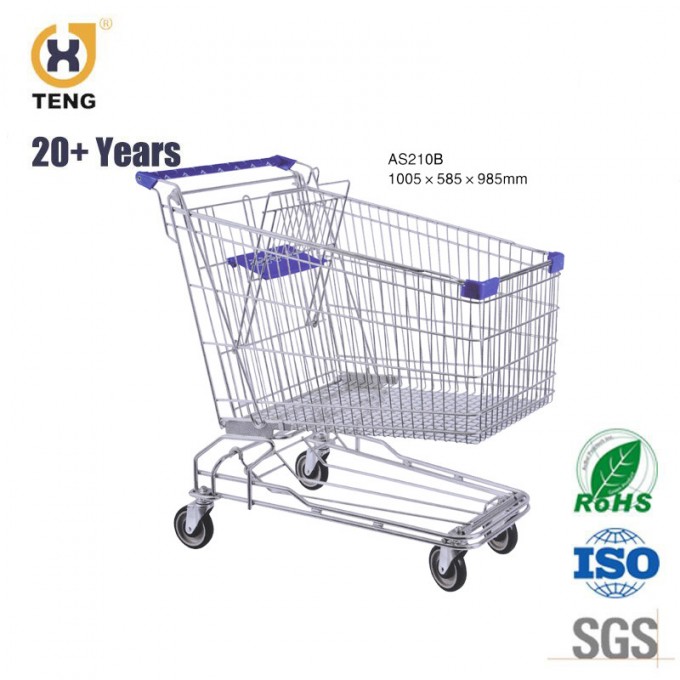 Asian Style 210L Metal Shopping Cart Trolley in Supermarket Image1