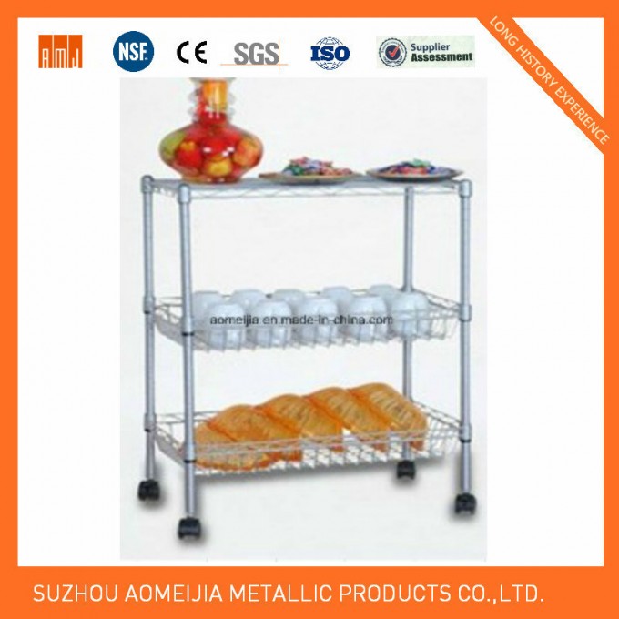 3 Tier Display Wire Shelving Trolley for Kitchen Use Image1