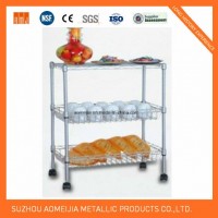 3 Tier Display Wire Shelving Trolley for Kitchen Use