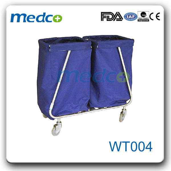Stainless Steel Hospital Laundry Cart, Dressing Trolley with Two Waste Bag Image1