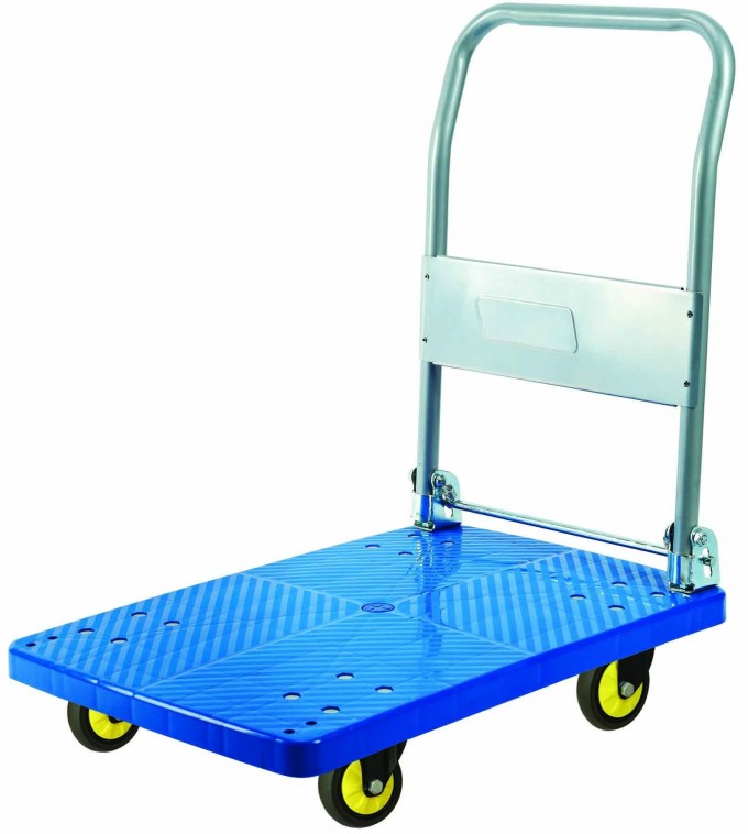 150kg Plastic Platform Hand Truck Folding Noiseless Trolley Image1