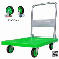 150kg Green Color Plastic Platform Hand Truck Noiseless Folding Trolley