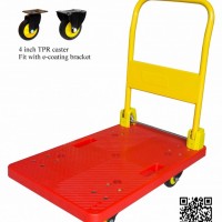 200kg Red Platform Hand Truck Noiseless Folding Trolley